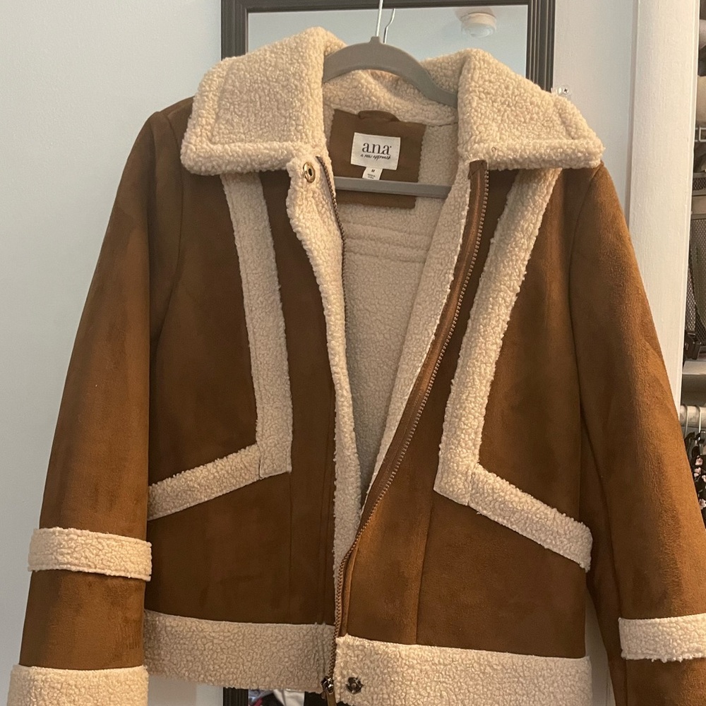 Brown Suede Sherpa Lined Jacket
